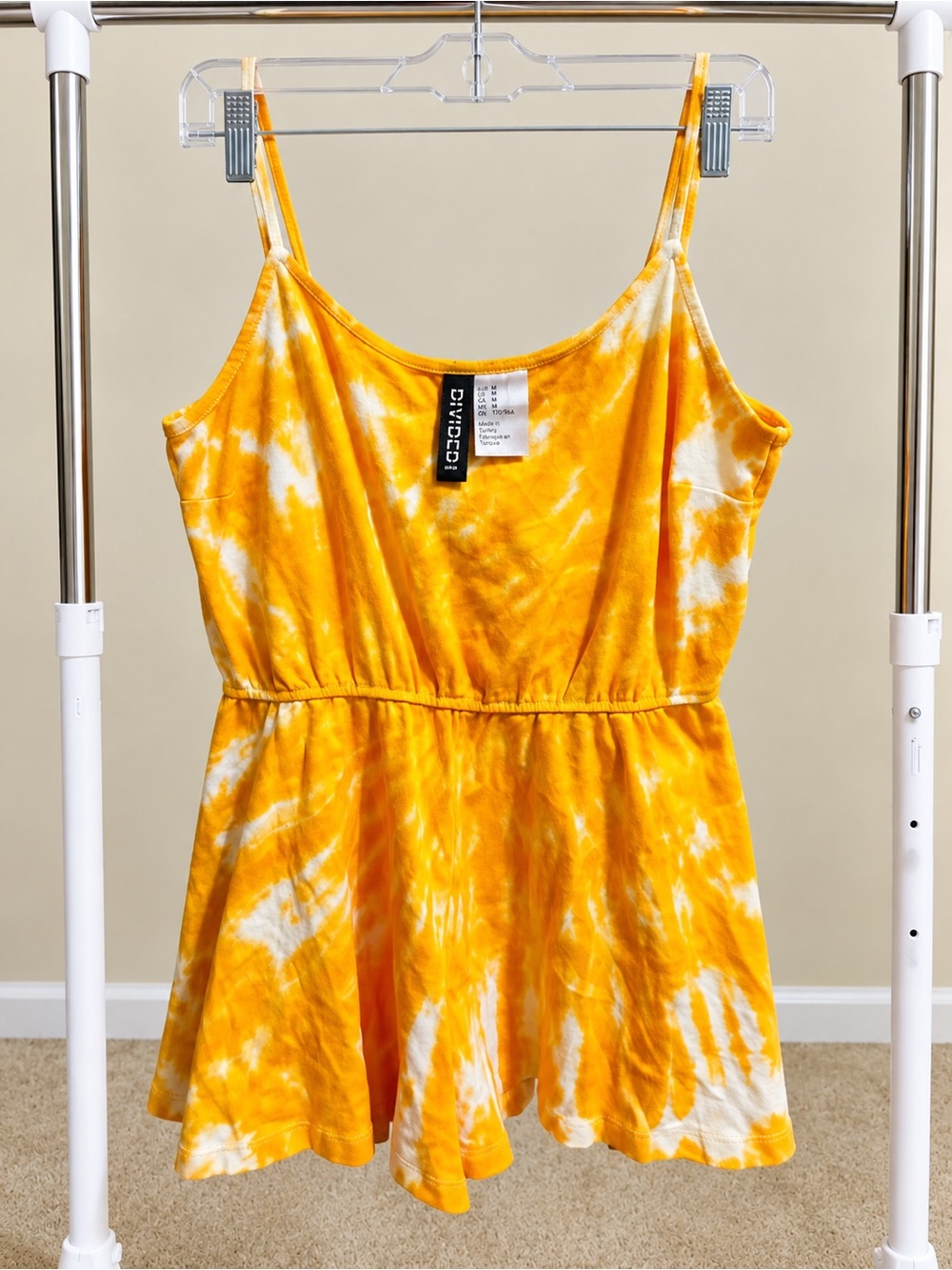 Divided Yellow Tie-Dye Women's Top